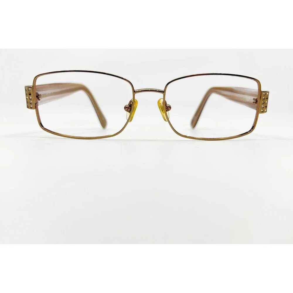 Chelsea Morgan Eyeglasses Womens Brown Gold Rhinestone CMS 604 54-16-135